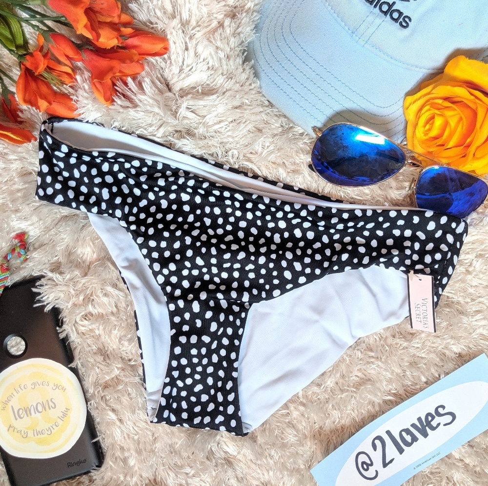NWT Victorias Secret Bikini Bottom black polka dot